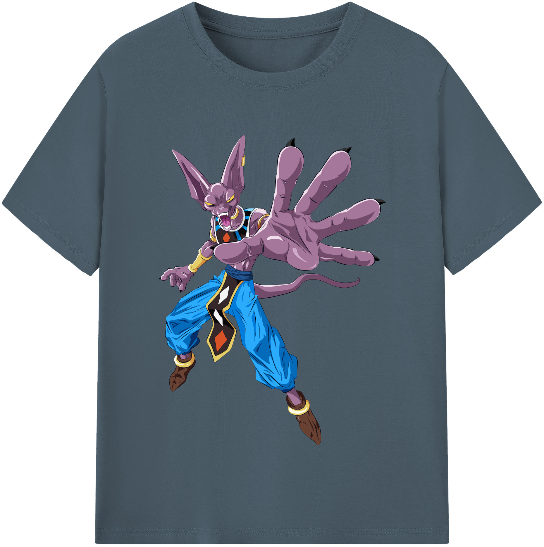（画像用） ドラゴンボール ビルス 破壊神ビルス DRAGON BALL Beerus Birusu 綿100％半袖Tシャツ（フロントプリント）